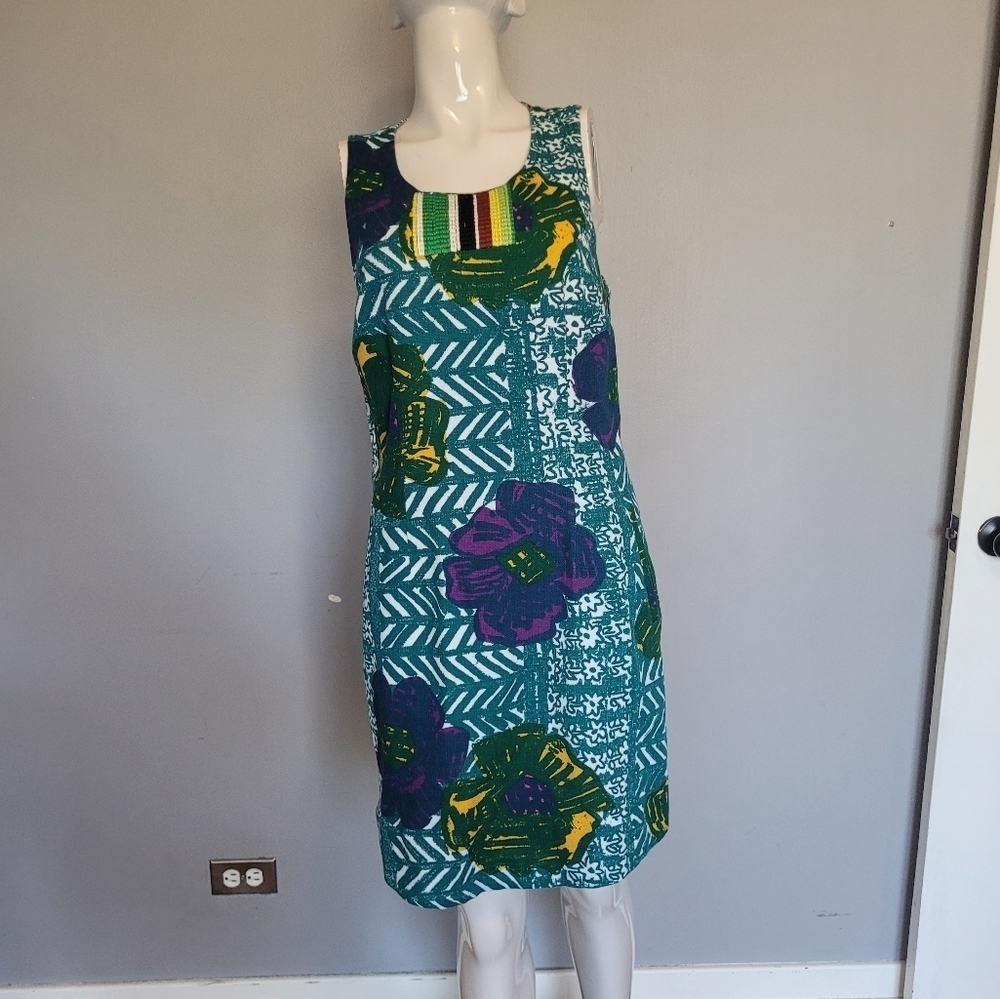 Anthropologie Vanessa Virginia Graphic Hibiscus Shift Dress, VGUC, Size 4